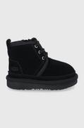 Buty dla dziewczynek - UGG Śniegowce zamszowe dziecięce kolor czarny - Ugg - miniaturka - grafika 1