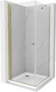 Kabiny prysznicowe - Mexen Pretoria kabina prysznicowa uchylna 80x80 cm, transparent, złota + brodzik Flat - 852-080-080-50-00-4010 - miniaturka - grafika 1