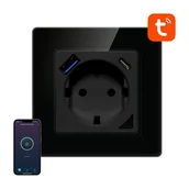 Listwy zasilające - Inteligentne gniazdo ścienne WiFi Avatto N-WOT10-USB-B USB i USB-C TUYA (czarne) - miniaturka - grafika 1