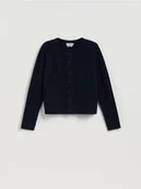 Swetry damskie - Reserved - Wełniany kardigan - granatowy - miniaturka - grafika 1