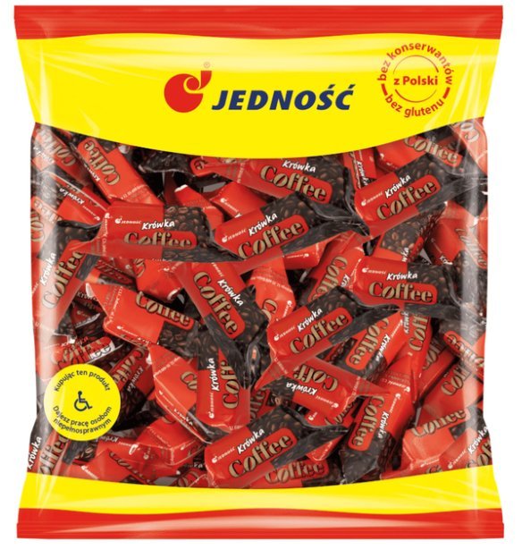JEDNOŚĆ KRÓWKA COFFEE KAWOWA 1 kg Kremowa Krówka z Ekstraktem Kawy Bez Glutenu