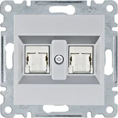 Gniazdka elektryczne - Hager Gniazdo komputerowe 2x RJ45 kat.6 UTP LUMINA - srebrny mat - miniaturka - grafika 1