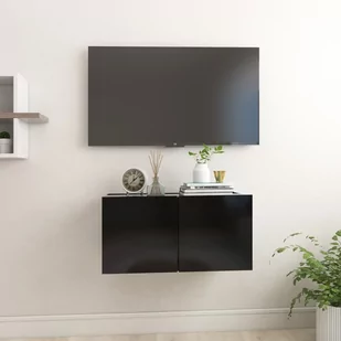 vidaXL Szafka wisząca pod TV, czarna, 60x30x30 cm - Szafki RTV - miniaturka - grafika 1