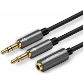Kable - UGREEN Rozdzielacz audio AUX słuchawki + mikrofon do kabel mini jack 3,5 mm, 28cm UGR233 - miniaturka - grafika 1