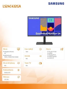 Samsung Monitor 24 cale LS24C432GAUXEN - Monitory - miniaturka - grafika 22