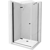Kabiny prysznicowe - Mexen Lima kabina prysznicowa składana 90x110 cm, transparent, czarna + brodzik Flat, biały - miniaturka - grafika 1