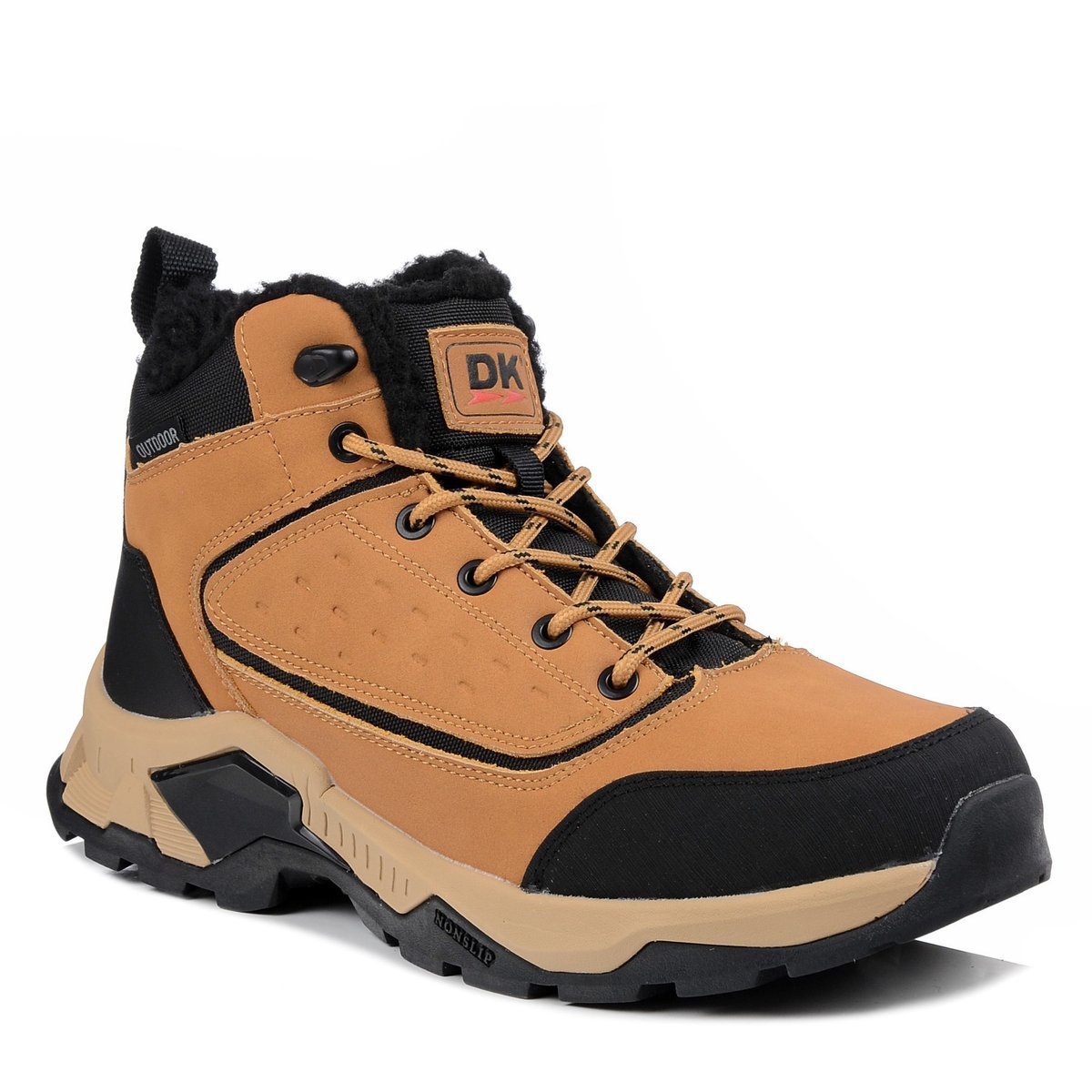 Buty zimowe męskie ocieplane DK L17156 trekkingowe wysokie skórzane-46