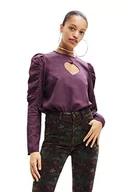 Bluzy damskie - Desigual Damska bluza z długim rękawem, czerwony, XL - miniaturka - grafika 1