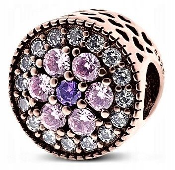 Charms Kolorowy Kwiat różowe złoto srebro 925