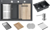 Zlewozmywaki - Zlew QUADRON MARC 120 BLACK DIAMOND (czarny metalik) + akcesoria (HQC7650U8_BS) - miniaturka - grafika 1