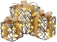 Ozdoby bożonarodzeniowe - vidaXL Pudełko Prezentowe 3 pcs Ciepła biel 20 x 20 x 20 cm rattan - miniaturka - grafika 1