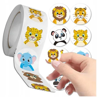 Naklejki na rolce 500 szt. zwierzęta ZOO dla dzieci kolorowe motywacyjne - Zabawki kreatywne - miniaturka - grafika 1