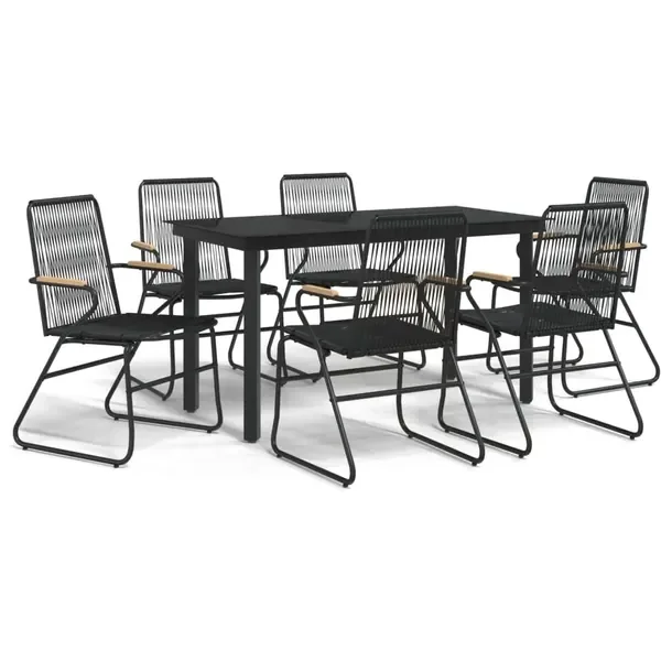 Zestaw Mebli Ogrodowych z Rattanu PVC i Stali, Stół 140x70x74 cm, Krzesł