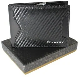 Portfel Męski ROVICKY Skóra Licowa Mały Poziomy Spinacz R-RM-21-GCL-CF RFID CZARNY 10,5 x 8 x 2 [cm] - Portfele - miniaturka - grafika 1