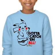 Bluzy dla dziewczynek - Bluza Dziecięca Ciepła Blue Bez Kaptura Prezent Złap Je Wszystkie 140 Wz - miniaturka - grafika 1