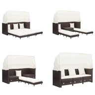 Sofy i kanapy - vidaXL Rozkładana sofa 3-osobowa z dachem z rattanu brązowa - Sofa rozkładana - Sofa rozkładana - Sofa rozkładana rattanowa - Sofa rozkładana rattanowa - miniaturka - grafika 1