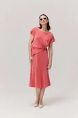 Sukienki - Sukienka z marszczeniem Mood w koralowej czerwieni - miniaturka - grafika 1