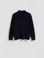 Swetry męskie - Reserved - Sweter z rozpinaną stójką - granatowy - miniaturka - grafika 1