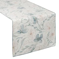 Obrusy i serwetki - Bieżnik obrus dekoracyjny INES10 40x140 Eurofirany beżowy jasnoniebieski w kwiaty - miniaturka - grafika 1