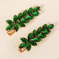 Ozdoby do włosów - TEMU 2 szt. Eleganckie Spinki do Włosów z Niebieskim Szafirem CZ – Złoty Liść Barrette – Stylowe Spinki na Wesele, Bal, Codzienne Noszenie, Prezent - miniaturka - grafika 1