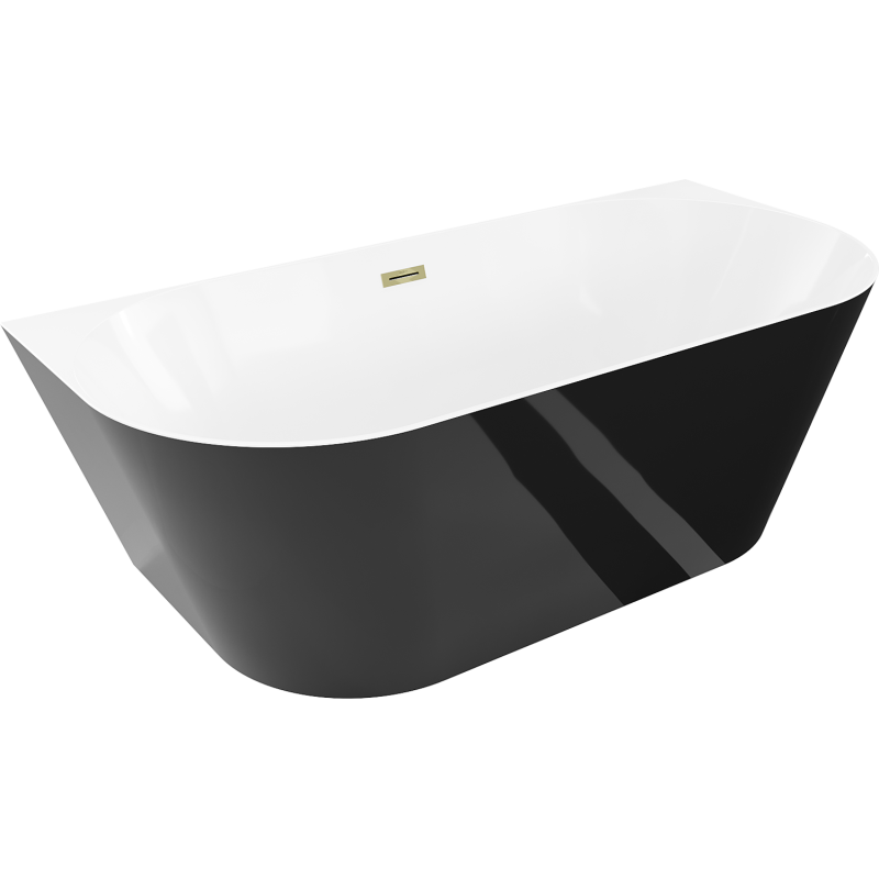 Mexen Oval Slim wanna wolnostojąca przyścienna 170 x 80 cm, biała/czarna, przelew złoty - 52661708075-50