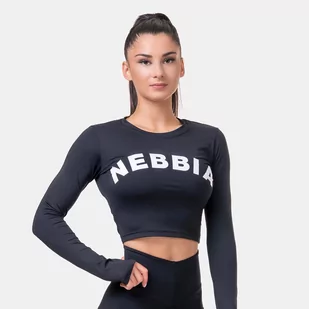 NEBBIA Koszulka damska Crop Top Sporty Hero Long Sleeves Black M - Koszulki sportowe damskie - miniaturka - grafika 1