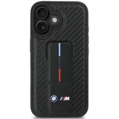 Etui i futerały do telefonów - Etui BMW M Grip Stand Smooth and Carbon do Apple iPhone 16 Czarny - miniaturka - grafika 1