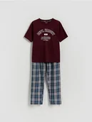 Skarpetki dla dzieci - Reserved - Dwuczęściowa piżama z nadrukiem - bordowy - miniaturka - grafika 1