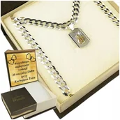 Naszyjniki męskie - Srebrny Łańcuszek Męski Naszyjnik Pancerka Srebro 925 Z Medalikiem Grawer - miniaturka - grafika 1