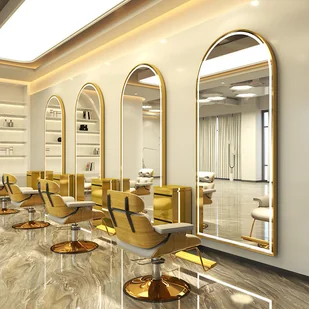 Konsola konsoleta fryzjerska barberska kosmetyczna lustro LED rama aluminiowa 170x70 STD - Meble fryzjerskie - miniaturka - grafika 1