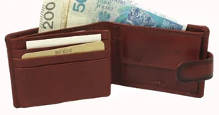 Portfel Męski Skórzany EL FORREST Mały Skóra Bydlęca Poziomy Z Zapinką Jedno Skrzydełko 851 29 RFID BRĄZOWY 11 x 8 x 2 [cm] - Portfele - miniaturka - grafika 7