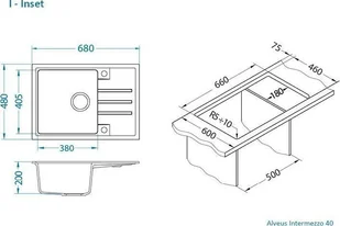 Alveus Intermezzo 40 twilightl 05 68x48 z syfonem manualnym - Zlewozmywaki - miniaturka - grafika 1