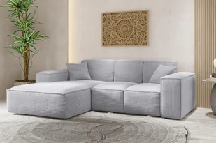 Sofa w kształcie L SIENA narożnik tkanina Poso jasnoszary lewy - Narożniki - miniaturka - grafika 1