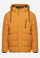 Kurtki męskie - Żółta Pikowana Kurtka z Odpinanym Kapturem i Sznurkami Nomika - miniaturka - grafika 1