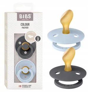 Bibs Dwupak Smoczek Uspokajający Anatomiczny Kauczuk Hevea Rozmiar M 6m+ 2szt Iron & Baby Blue - Smoczki uspokajające - miniaturka - grafika 1