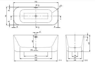 Villeroy & Boch Finion Wanna wolnostojąca 170x70 cm biały połysk odpływ i przelew gold UBQ177FIN7A300V301 - Wanny - miniaturka - grafika 2