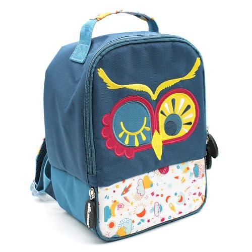 LES DÉGLINGOS - Izolowany plecak na lunch - 2 przegródki dla dzieci - Astros The Owl - Torba na lunch piknik i przekąska - Podróż - Izolacja PEVA - 26 cm - Niebieski, Niebieski, Plecak termiczny dla