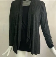 Swetry damskie - CZARNA NARZUTKA SWETER DAMSKA POGRZEB ŻAŁOBA OKAZJA - miniaturka - grafika 1