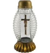 Lampiony i znicze - Znicz solarny złoty z krzyżem lampion szklany na grób - miniaturka - grafika 1