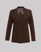 Marynarki męskie - marynarka dwurzędowa do zestawu brignano brąz slim fit - miniaturka - grafika 1