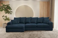 Narożniki - Sofa w kształcie L GABON narożnik z funkcją spania Zoom niebieski lewy - miniaturka - grafika 1