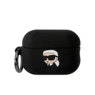 Akcesoria do słuchawek - Karl Lagerfeld etui do Airpods Pro 2 KLAP2RUNIKK czarne 3D Silicone NFT Karl - miniaturka - grafika 1