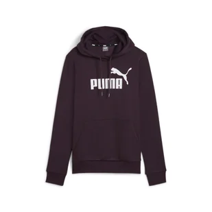 Damska bluza z kapturem i logo Essentials FL PUMA Midnight Plum Purple - Bluzy sportowe damskie - miniaturka - grafika 1