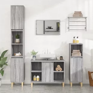 vidaXL Szafka pod umywalkę, szary dąb sonoma, 80x33x60 cm - Toaletki - miniaturka - grafika 1