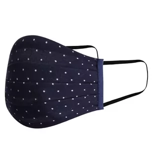 Maseczka wykonana z bawełny granatowa w groszki - EM Men's Accessories - Maseczki ochronne i antywirusowe - miniaturka - grafika 1