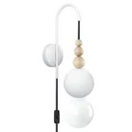 Lampy ścienne - Lampa ścienna Loft Bala biały strukturalny kinkiet z czarną wtyczką i włącznikiem KOLOROWE KABLE - miniaturka - grafika 1