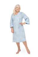 Bielizna nocna - KOSZULA NOCNA DAMSKA 3XL NIEBIESKA BAWEŁNIANA DŁUGI RĘKAW DLA MAMY BABCI - miniaturka - grafika 1