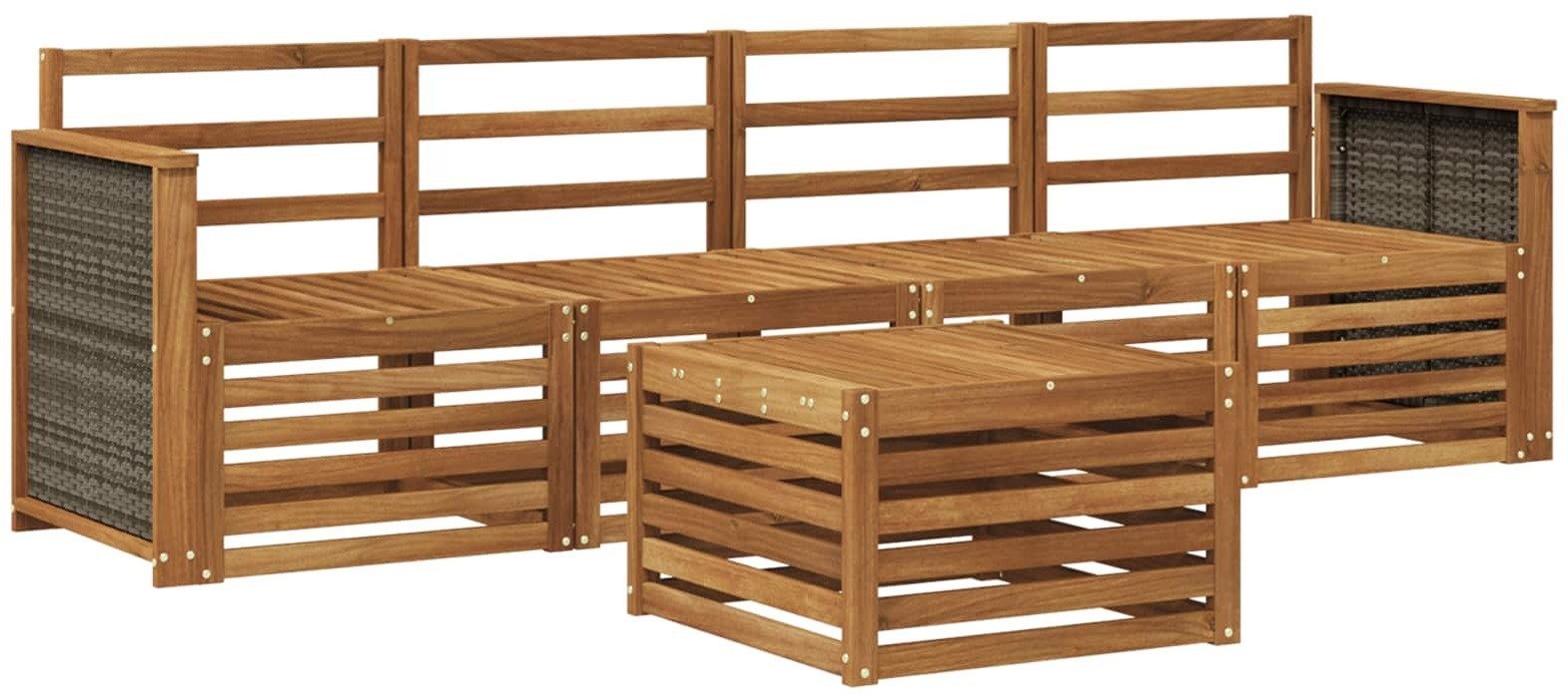 vidaXL Zestaw sof na zewnątrz 5 pcs naturalny Lite Drewno Akacji