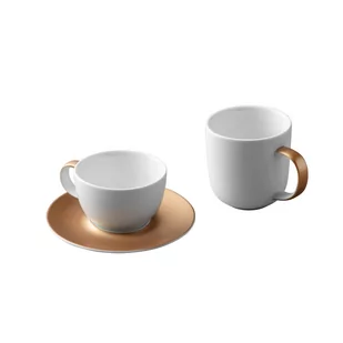 Berghoff 3-częściowy komplet kubków z talerzykiem GEM, biały - Serwisy do kawy i herbaty - miniaturka - grafika 1