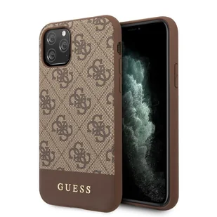 Guess 4G Bottom Stripe Collection Etui iPhone 11 Pro brązowy - Etui i futerały do telefonów - miniaturka - grafika 2